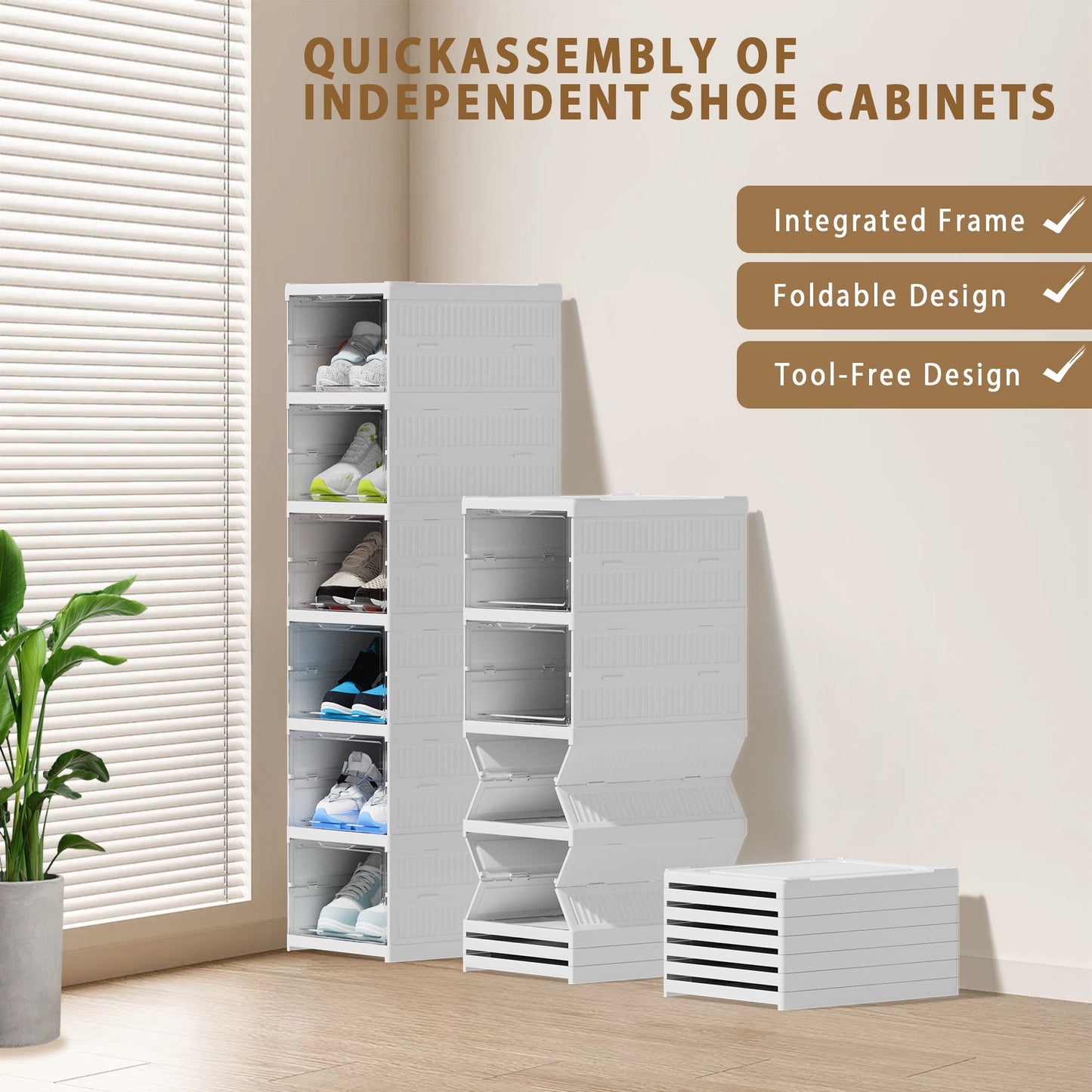 JOZ left Foldable Shoe Storage Rack for Men's Shoes - Stackable, Acrylic, Right/Left - 6 Tier