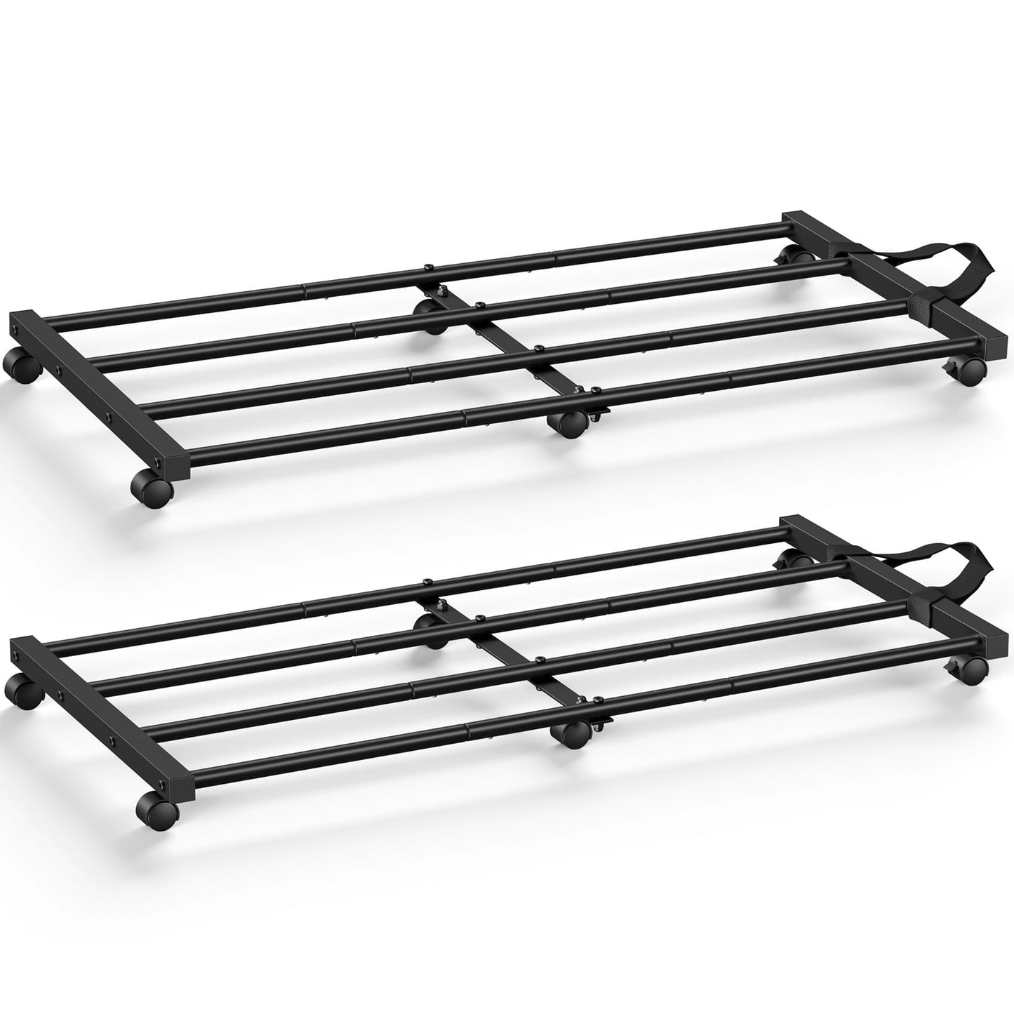 Mr IRONSTONE Under Bed Storage Cart with Wheels - Black 2 Pcs Rolling Metal Organizer for Under Bed Storage Containers