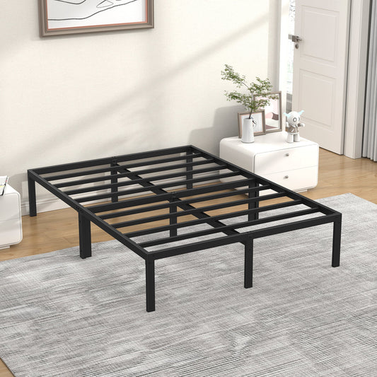 Mr IRONSTONE Full Bed Frame, Heavy Duty Full Size Metal Platform Bed Frame, 14" High with Storage, No Box Spring Needed, Black