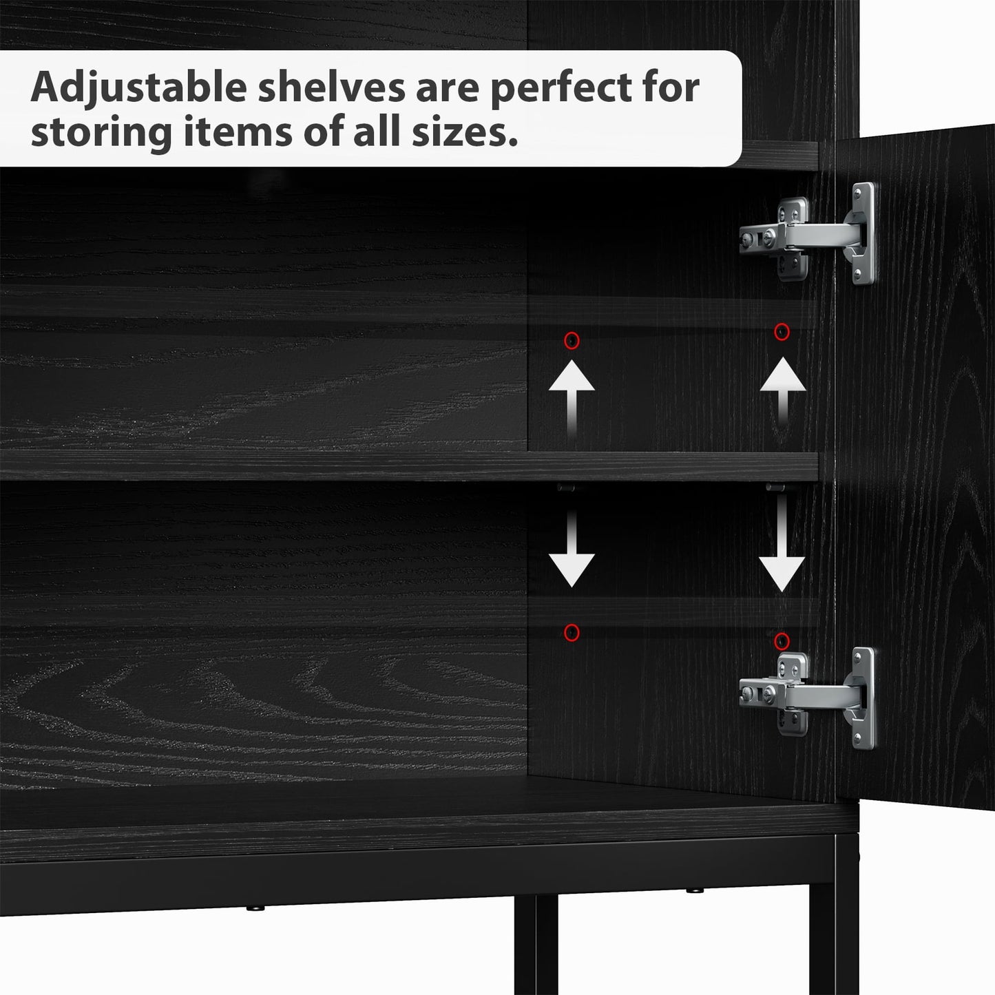 JOZ Modern Black Sideboard Buffet with Ample Storage and Coffee Bar