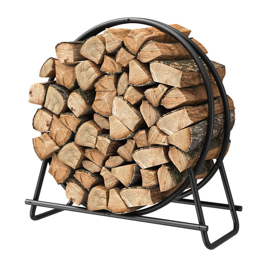 JOZ 30/41 inch Firewood Rack - Indoor/Outdoor Log Holder for Neat and Easy Wood Storage - Sturdy Tubular Steel Design for Patio, Deck, and Fireplace Pit