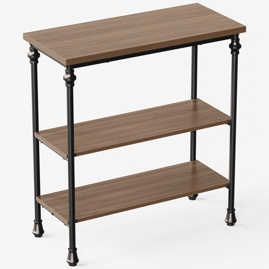 JOZ Industrial Console Table: Rustic Wood Sofa Table with 3-Tier Shelves for Entryway and Living Room